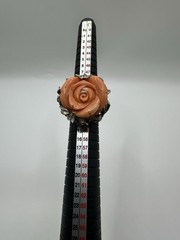 Antique 835 silver And Huge Carved Coral Rose Ring Size 6
