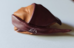 Vtg Hand Tooled Leather Artisan Lady Face Brooch Artist Signed 1.5×2 inch Ethnic