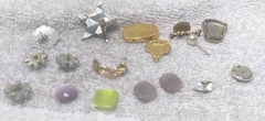 Lot of 17 Earrings Pins Crystals Rhinestones Buckle Parts For Parts Repair Use
