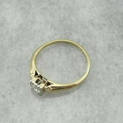 Art Deco 1.30Ct White Diamond Antique Vintage Engagement Ring 14K Yellow Gold FN