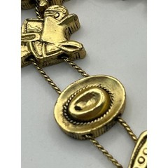 Vintage 1995 BG Western Slide Charm Bracelet Gold Tone Cowboy Boot Hat Wagon