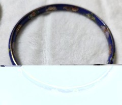 Vintage Pair Of Chinese Cloisonné Enamel Bangle Bracelets Blue White Floral Boho