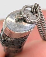 Victorian Antique Dik Dik Horn Necklace Pendant Sterling Silver Bezel And Chain