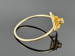 ATQ Vtg 10k Yellow Gold Diamond Ring Brooch Conversion Flower in Square sz 10
