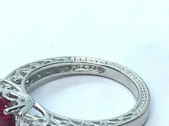 Sterling Silver Shiny Bright CZ Cubic Zirconia Lab Ruby Cocktail Ring Size 8
