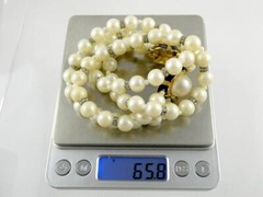 Vintage Mimi D N Faux Pearl Beaded Strand Necklace Enameled Clasp 15.25 Inches