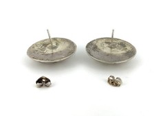 Vintage Sterling Silver Navajo Style Round-Shape Engraved Push-Back Earrings .9”