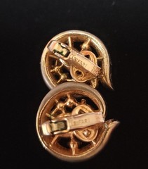 TRIFARI/ ALFRED PHILLIPE -pre 1955 Goldtone Rhinestone Earrings
