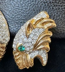 Vintage CIELO Panther Faux Pearl Parure Statement Runway Set Necklace Earrings
