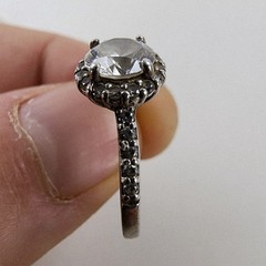 Halo Cocktail Ring Size 8 Sterling Silver 925 Vintage Cluster Band