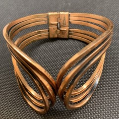 Renoir Engraved Copper Hinged Cuff Clamper Loop Bracelet Vintage. READ DESC