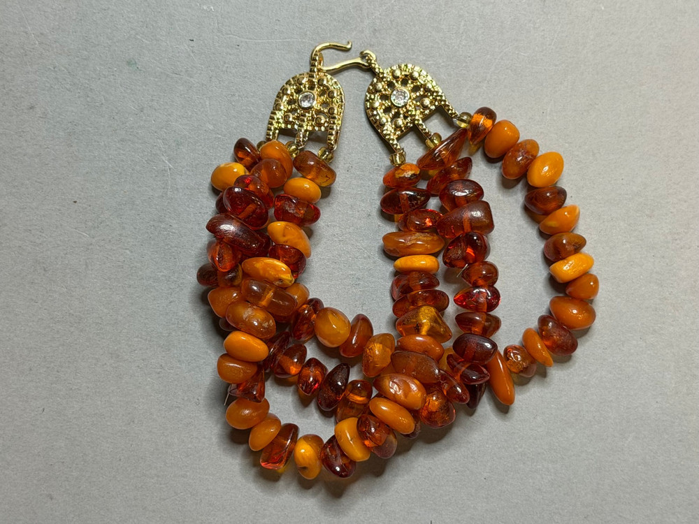 NATURAL OLD ANTIQUE YELLOW BUTTERSCOTCH BALTIC AMBER BRACELET 35,5 gr