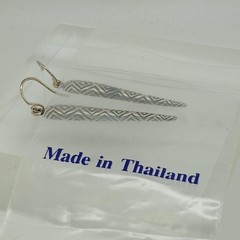 Vintage 90s Sterling Silver 925 Geometric Tribal Tattoo Dangle Earrings Thailand