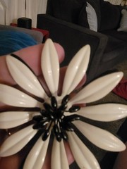 Vintage Huge Enamel Flower Brooch 1950s To 1970s CA USA E407-2