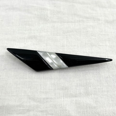 Vtg Modernist Pin Brooch Bar Black White Lucite Plastic Geometric Atomic MCM