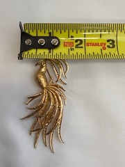 Vintage Avon Brooch 1969 Bird Of Paradise Peacock Gold 3″ Rhinestone Eye