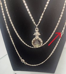 Vintage GOLDETTE Signed 3-Strand Necklace Intaglio Reverse Cameo Pendant As Is