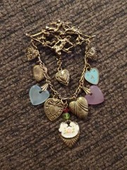 Romantic Valentine’s Vintage Brooch 10 Hearts Cherub Dangle Pin 2×3.5 Inches