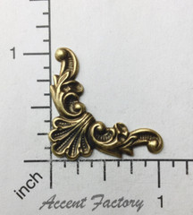 23613 4 Pc. Brass Oxidized Victorian Corner Jewelry Finding Stamping