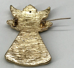 Vintage KC Kenneth Cole Angel Brooch Pin Enamel Gold Tone Christmas Holidays