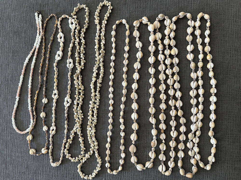 Lot of 10 Vintage Cowrie Puka Necklaces Shell Seashell Boho Beach Wedding Party