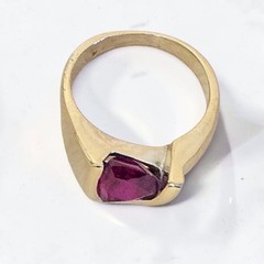 UTC Trillion Cut Lab Red Ruby Stone 18K Gold Plated 925 Sterling Silver Ring 9.5
