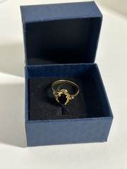 Vintage Black Cubic Zirconia Ring Gold Plated Womens Size 6.5
