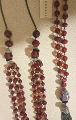 Vintage Miriam Haskell Red Bead Tassel w/ Tag & 3-Strand Necklace