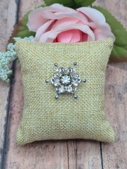 Cute Silver Tone & Clear Crystal Tiny Vintage Brooch Pin 1″ Accent Piece