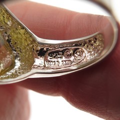 925 Sterling Silver Vintage Real Lime Green Quartz Modernist Ring Size 6.25