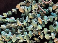 Vintage SX925 Sterling Silver Hand Knotted Turquoise Bead Long 90” Necklace