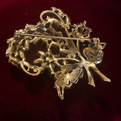 Vintage Hollycraft Corp 1953 Blue Rhinestone Brooch 2.5” Signed
