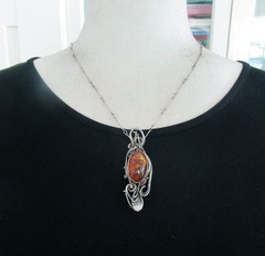 POLAND STERLING PENDANT NECKLACE, 70MM or 2 3/4 INCH PENDANT, STERLING BAR CHAIN