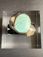 Vintage 925 Sterling Silver Ring Handmade Turquoise Ring Size 9.5 US