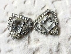 Lot of 4 Art Deco Brooch MWCA 1930s & Blue Rhinestone Buckles