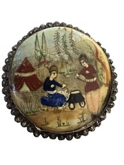 Vintage Beautiful Persian Hand Painted Mother of Pearl Pendant/Charm