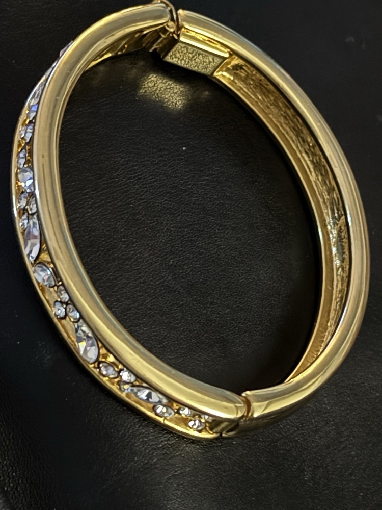 Nolan Miller Bracelet Rhinestones Gold Tone 2.25” Inner Diameter Vintage