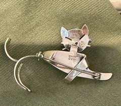 Vintage BEAU Sterling Modernist CAT Brooch Mid Century Articulated Pin Signed