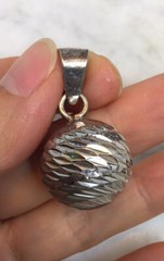 VTG Sterling Silver Etched Jingle Ball Pendant Mexico