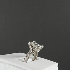 Vintage Solid 14K White Gold Ring CZ Cluster Engagement Cocktail Fine Jewelry