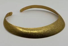 Vintage Milor Italy Brushed Textured Bronze Collar Torque Choker Necklace Signed