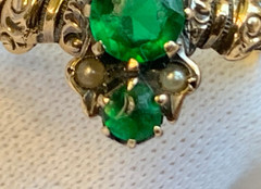 Antique Gold Filled Ring 2.09g Jewelry Size 6.75 Band Green & White Stones *READ