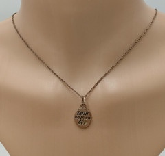 925 SJC Faith in God Necklace 18in Sterling Silver 3g Rope Chain Oval Pendant
