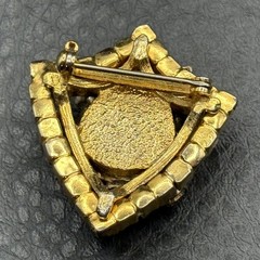VTG Gold Tone Brooch Purple Faux Amethyst Faux Peridot Rhinestone Crystal Pin