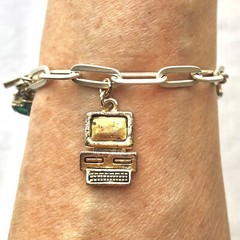 Charm Bracelet Cell Phone Computer Car IT Gift 80s 90s Whimsical Jewelry 7.5”