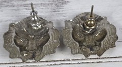Vintage MCM Silver Tone Roaring Lion Head Pierced Earrings