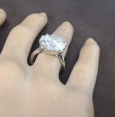 6.02ct 14k White Gold Vintage Engagement Ring Lab Grown Simulate Diamond