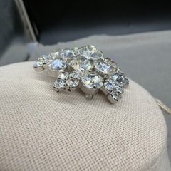 Vintage Brooch Domed Silver Tone Crystal Rhinestones 1.75 Inches
