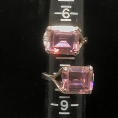 Vintage ESPO Sterling Silver Large Pink Cubic Zirconia Ring varied sizes