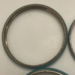 LOT OF 4 KELLY GREEN ENAMEL BANGLE BRACELETS GOLDTONE EDGING MED- MED LG SIZE